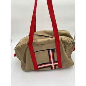 Vintage Accessoires Unlimited of Maine Canvas Tote Bag Duffle Tan Red Stripe